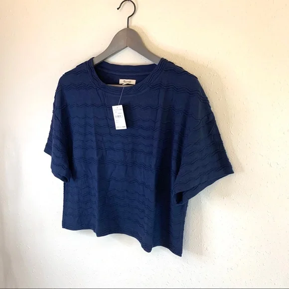 Madewell Dolman Solid Women’s Crop Top Navy Size Medium NWT - Picture 3 of 8